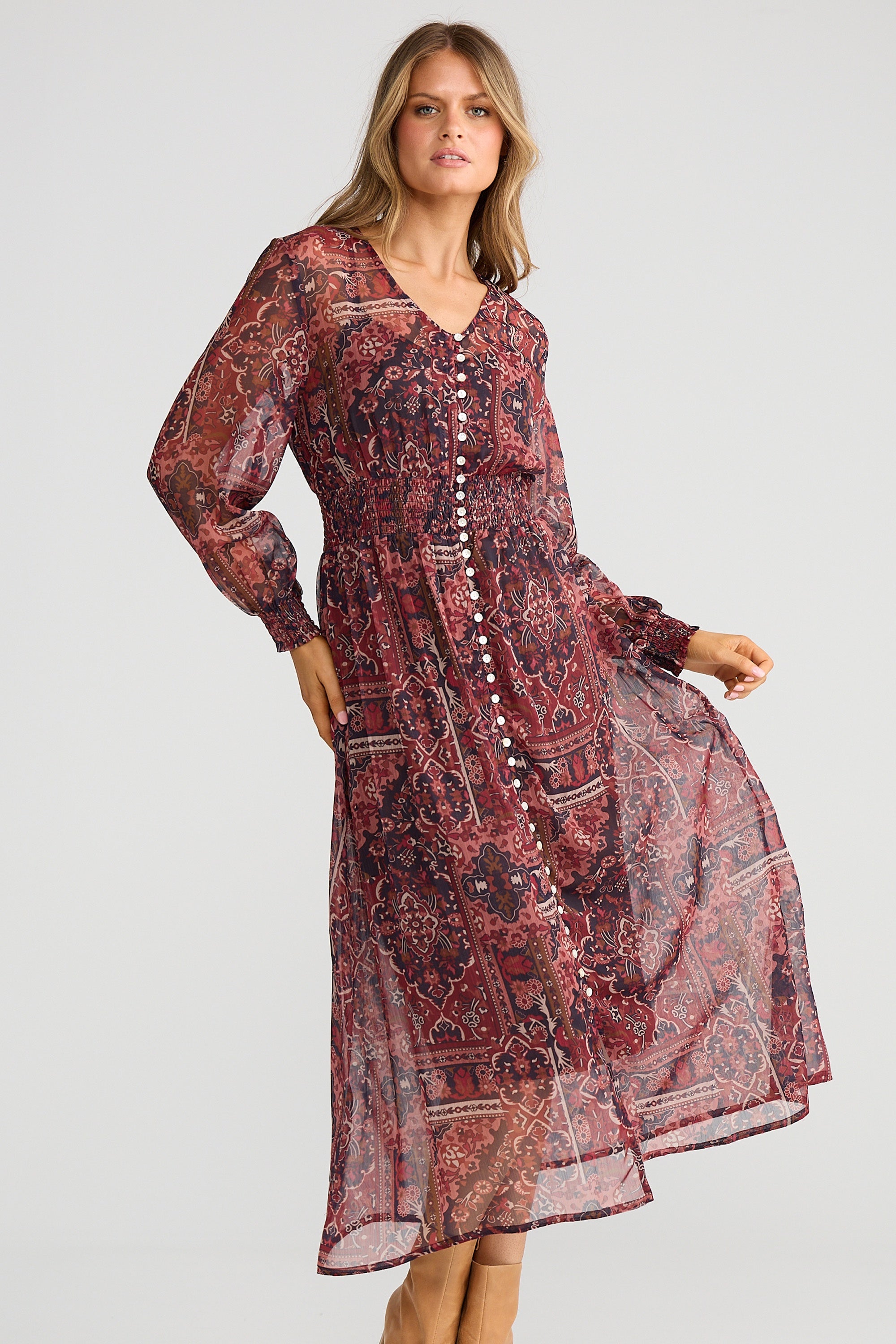 halcyon knit midi dress Talisman in Mystic Weave LACE-DETAIL