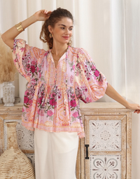 Gemma Blouse-Pink Print