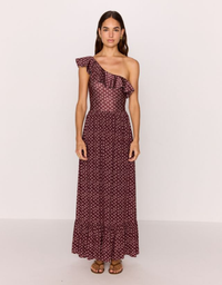 Sierra Ruffle Hem Maxi Skirt-Burgundy Floral