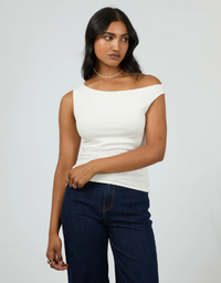 Kylie Off Shoulder Top-Vintage White