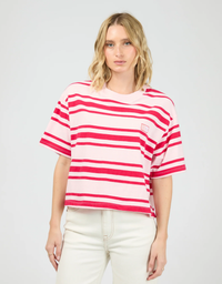 Ruby Crop Relaxed Tee-Red