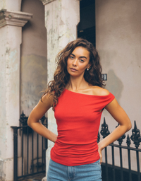 Kylie Off Shoulder Top-Red