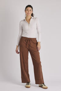 Cuff Detail Pant-Chocolate