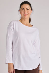 Scoop Hem L/S Tee-White
