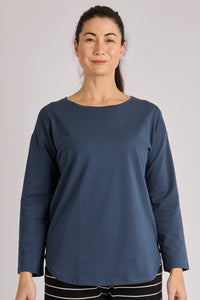 Scoop Hem L/S Tee-Dark Navy