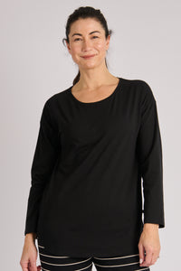 Scoop Hem L/S Tee-Black