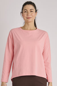 Drop Back L/S Tee-Pink Crush