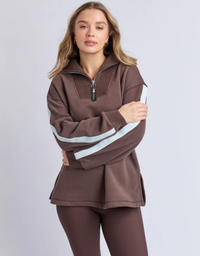 Knit Collar Crew-Coffee