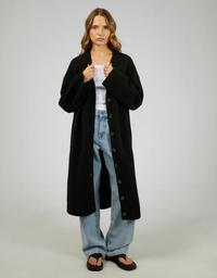 Willow Knit Longline Cardigan-Black