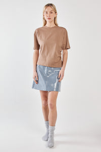 Camie Gathered Seam Tee- Mushroom Brown