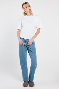 Camie Gathered Seam Tee- White