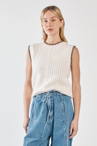 Tonia Knit Vest-Cream Mushroom Brown