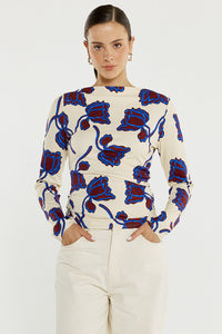 Jade Seamed Jersey Top-Winter Poppy Cream