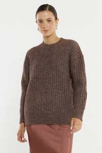 Kira Cable Jumper-Dusty Rose Pink