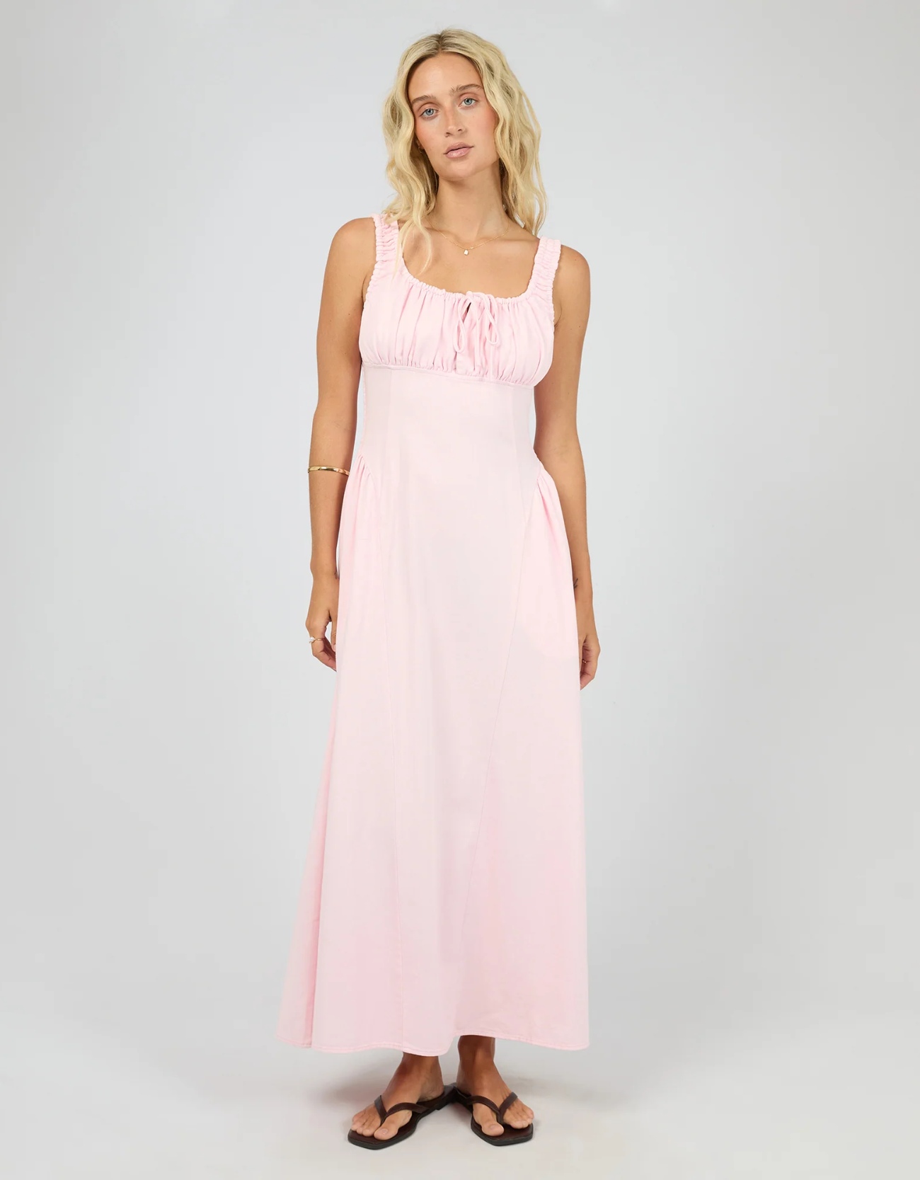 All About Eve Poppy Dress Pink - Sleeveless Light Pink Maxi Dress Front View