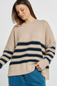 Camryn Sweater-Navy/Cream/Gold Stripe