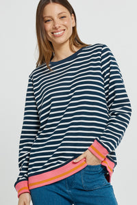Tyra Sweat-Navy/White Stripe