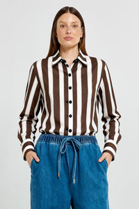Coco Stripe Shirt-Choc Pink Stripe