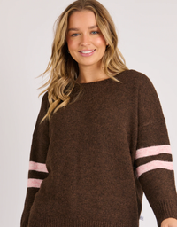 One Ten Willow Drop Shoulder Jumper-Chocolate