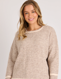 One Ten Willow Drop Shoulder Jumper-Mocha
