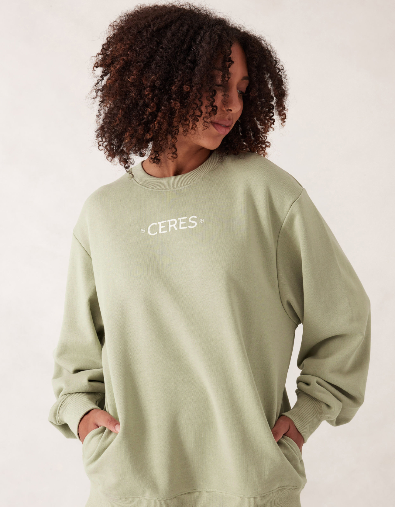 Isla Oversized Slouchy Crew - Matcha Green