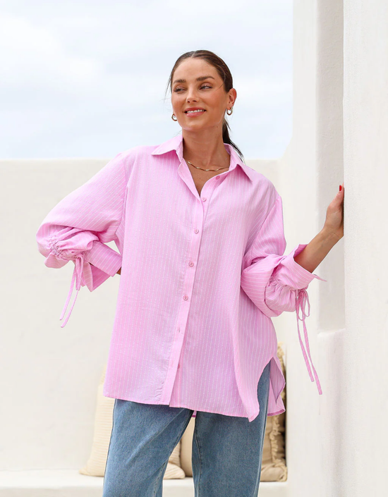 Billie Stripe Shirt-Pink