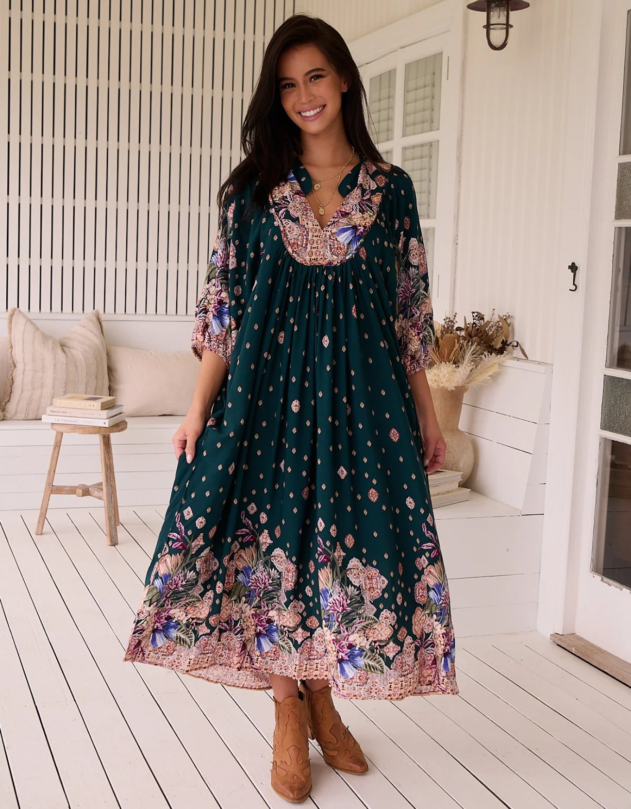 Boheme Midi Dress - Estella Print by Jaase
