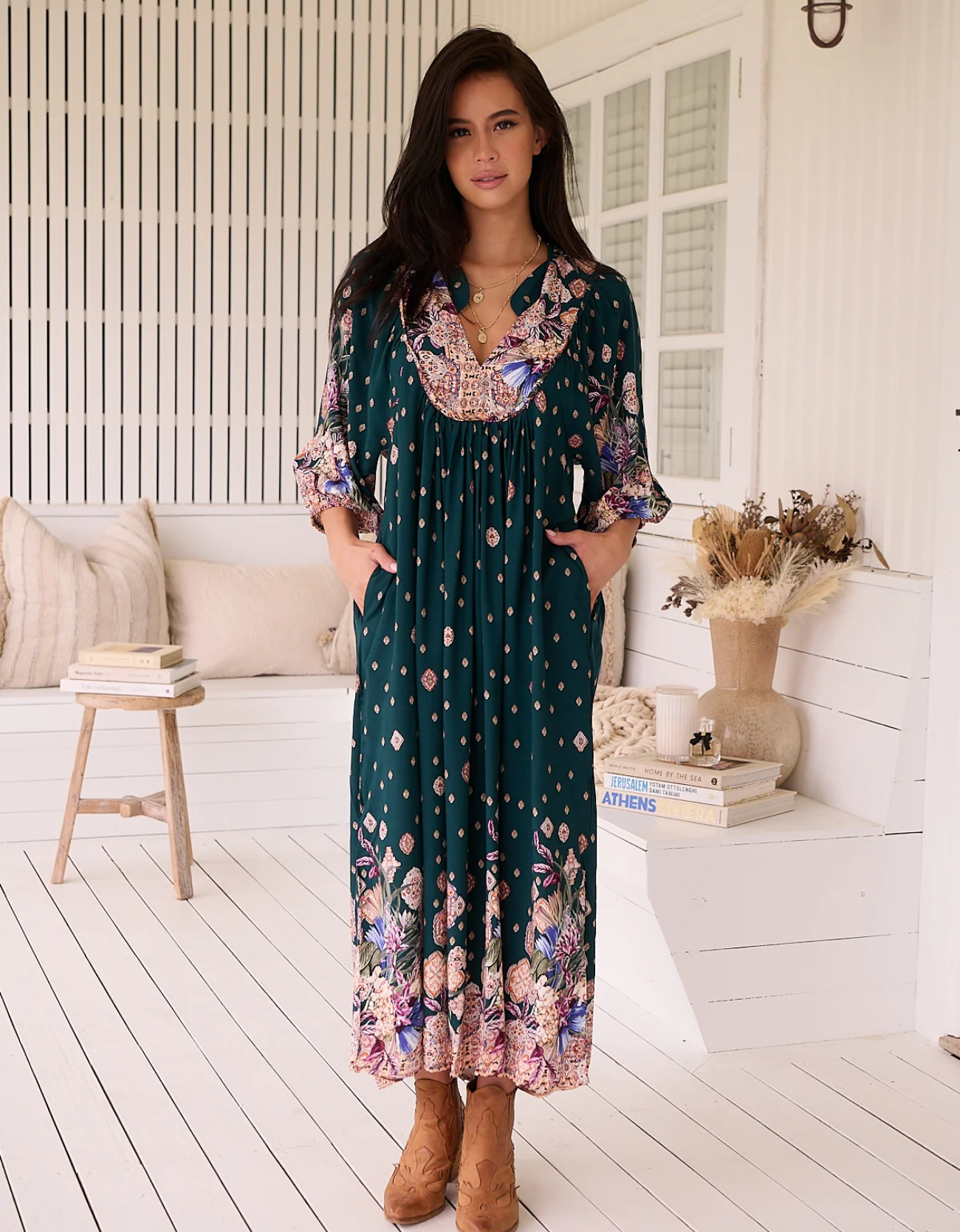 Boheme Midi Dress - Estella Print front view