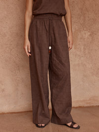 Sass Bellie Embroidered Pant in Chocolate