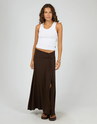 Silent Theory Twist Detail Maxi Skirt-Chocolate