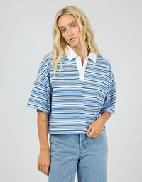 All About Eve Junie Stripe Rugby Tee-Blue