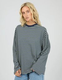 All About Eve Paloma L/S Stripe Tee-Sage