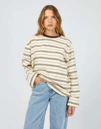 Stripe Long Sleeve Tee-Chocolate