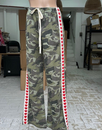 Camo Racer Pants With Red Hearts