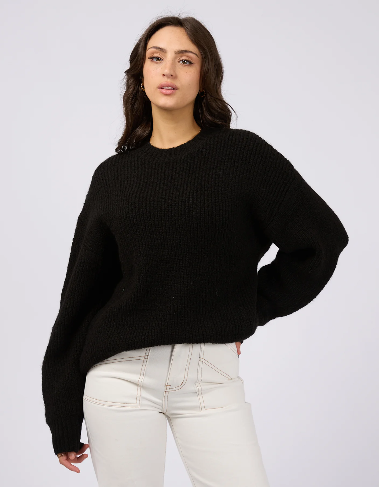 Selena Knit Top-Black