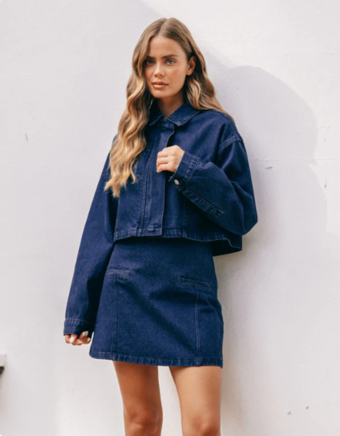 Sally Cropped Denim Jacket - Indigo by Ebby and I