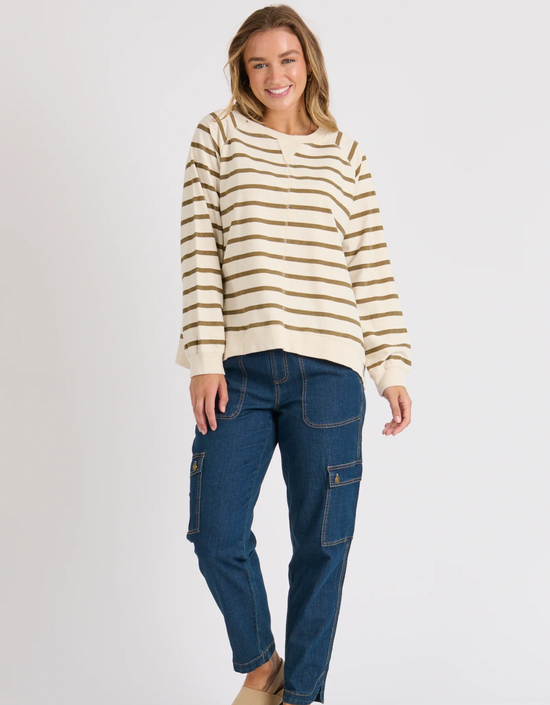 Drop Side Top-Olive Stripe