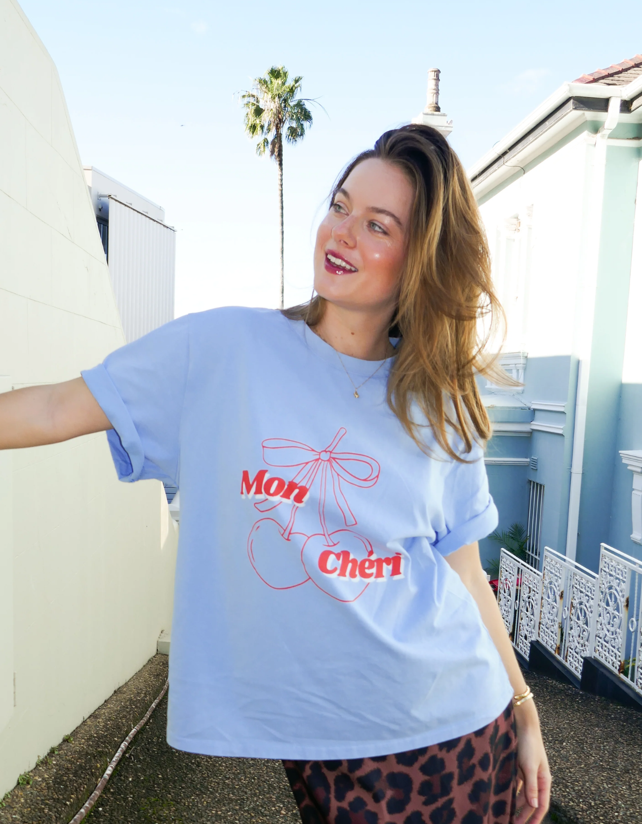 Mon Cheri Tee-Vintage Wash Cornflower