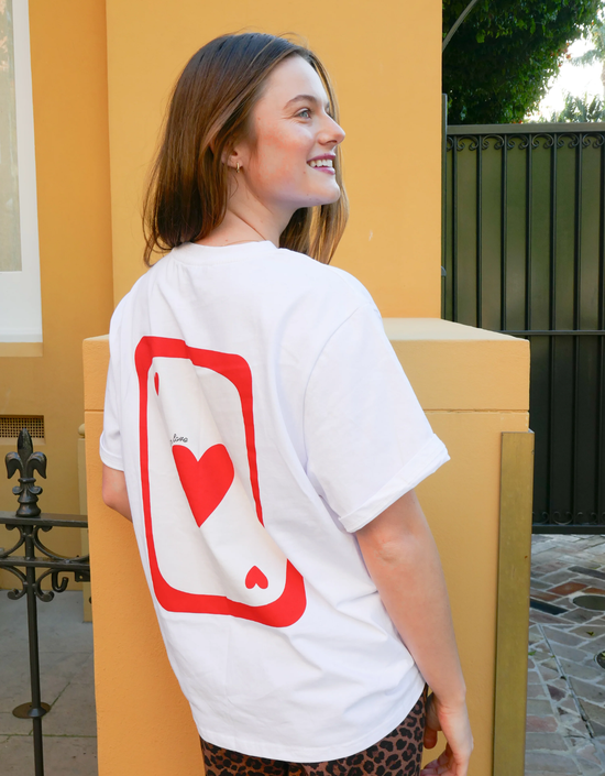 Ace Of Hearts Tee-Soft Wash White/Red