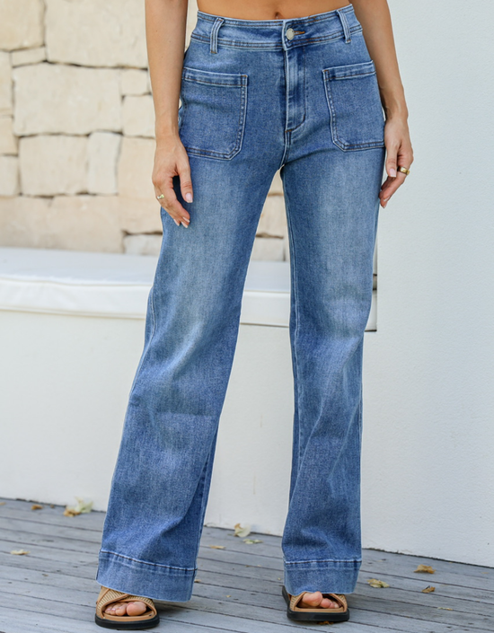Winnie Wide Leg Jean-Mid Blue