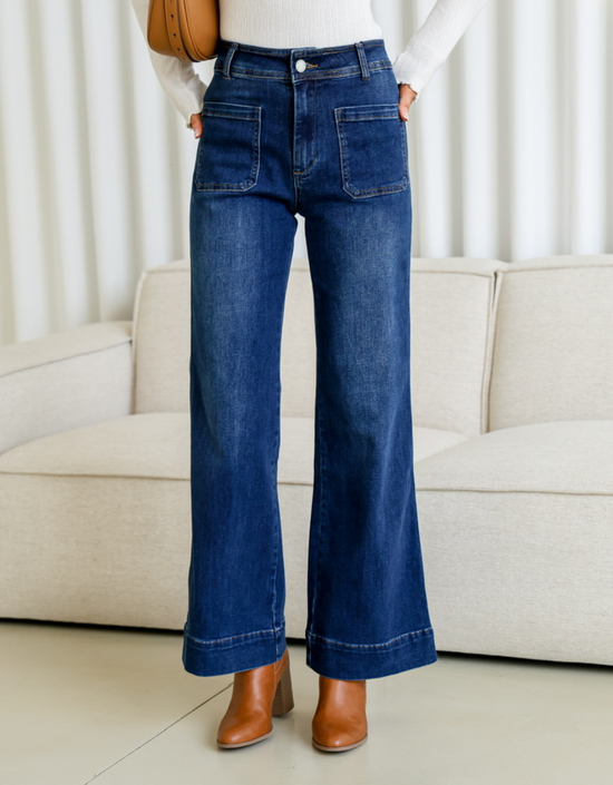 Winnie Wide Leg Jean-Dark Blue