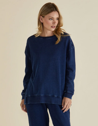 Easy Crew Sweat - Indigo Wash Blue front view