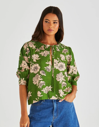 Antonie Pleated Blouse-Moonflower