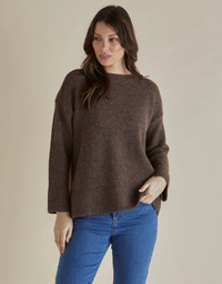 Edith Knit Jumper - brown. Front view.