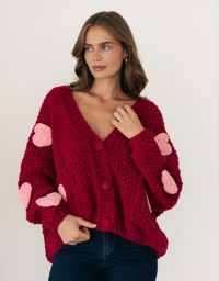 Lucy Cardigan- Cherry/ Pink Hearts