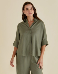 Lynwood Linen Shirt-Olive