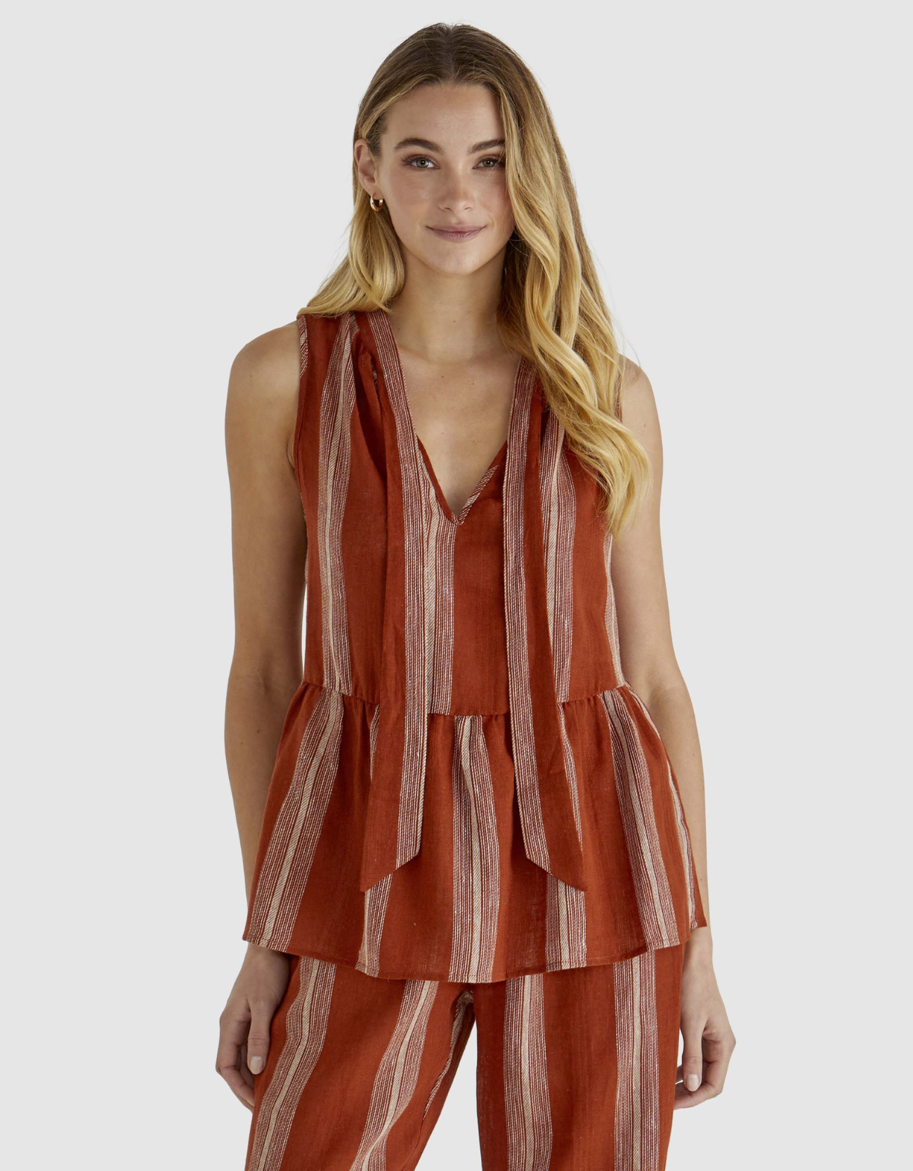 Lizzy Top-Rust Stripe