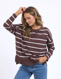Jayne Throw On Top-Choc/White Stripe