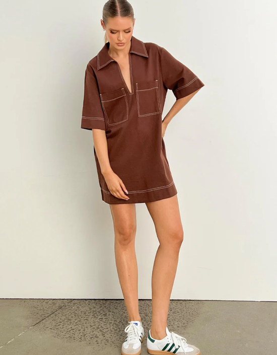 Tara Mini Dress-Chocolate