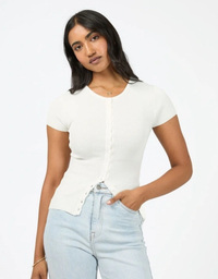 Olive Knit Top-White